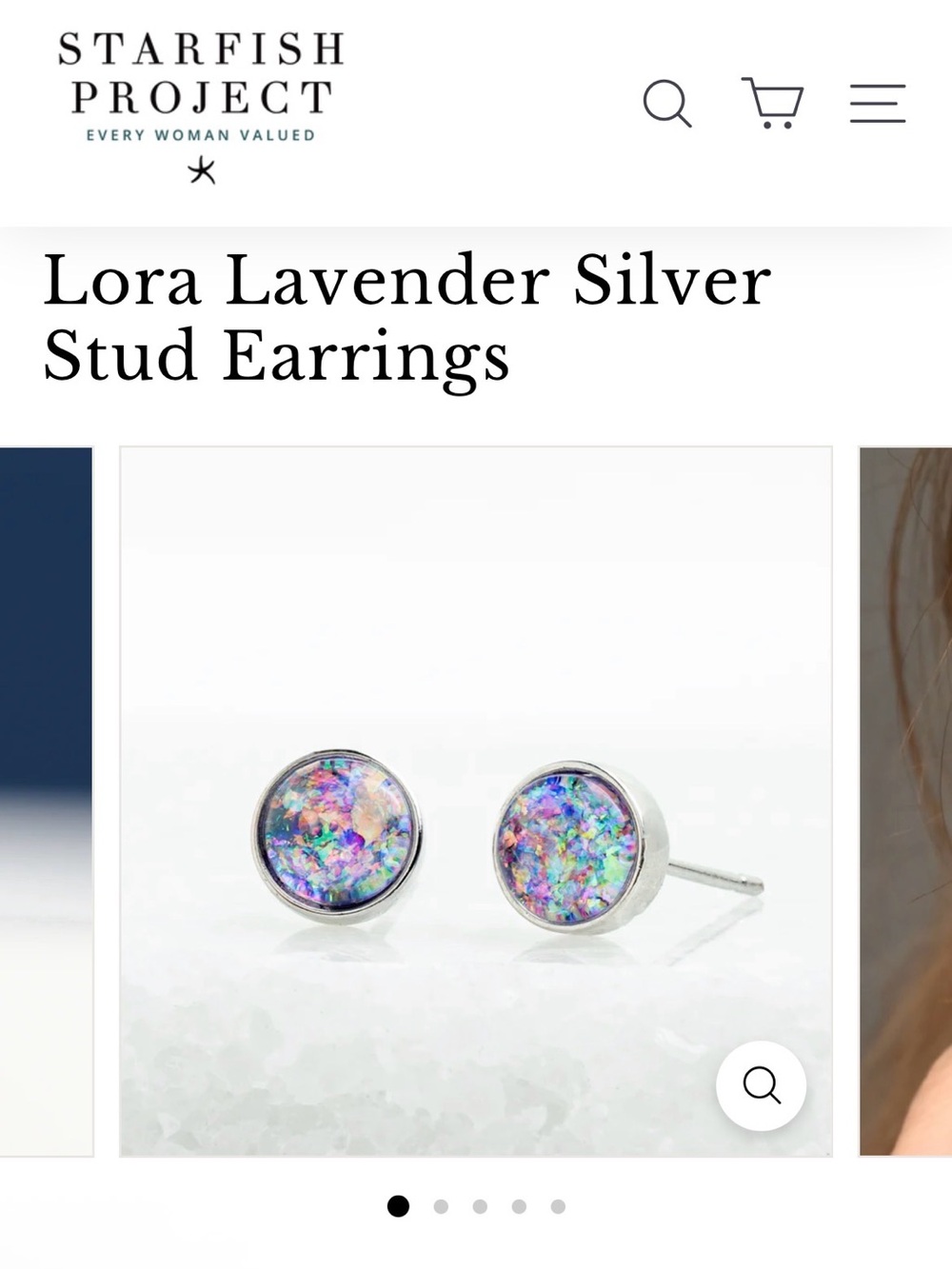 Lavender Silver Stud Earrings - Lavender Opal Sterling Studs